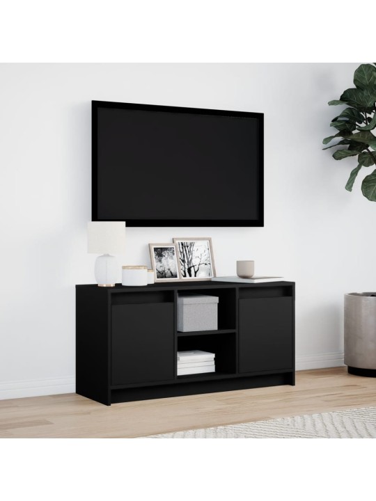 Televizoriaus spintelė su LED, juoda, 100x34x50cm, mediena