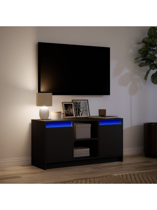 Televizoriaus spintelė su LED, juoda, 100x34x50cm, mediena