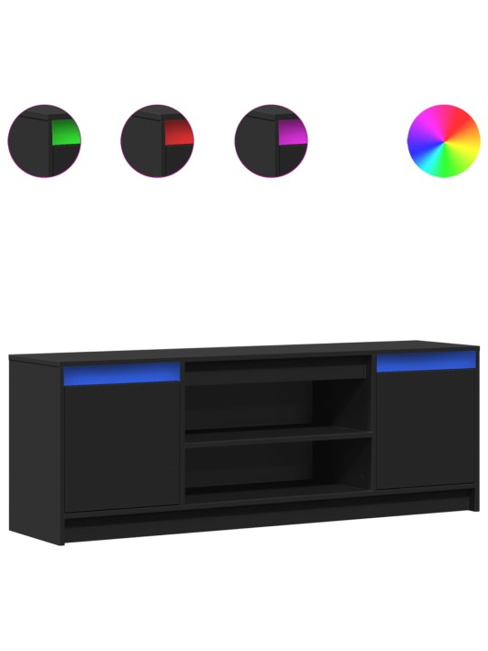Televizoriaus spintelė su LED, juoda, 139,5x34x50cm, mediena