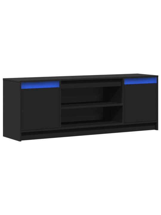 Televizoriaus spintelė su LED, juoda, 139,5x34x50cm, mediena