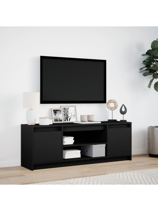 Televizoriaus spintelė su LED, juoda, 139,5x34x50cm, mediena