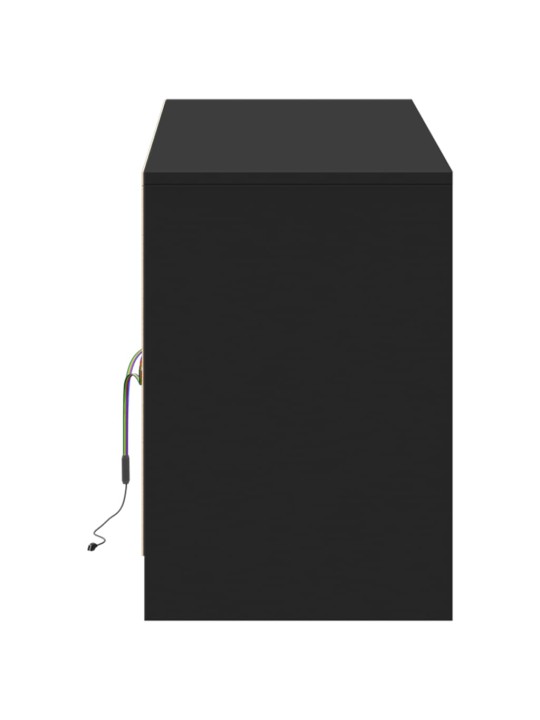Televizoriaus spintelė su LED, juoda, 139,5x34x50cm, mediena