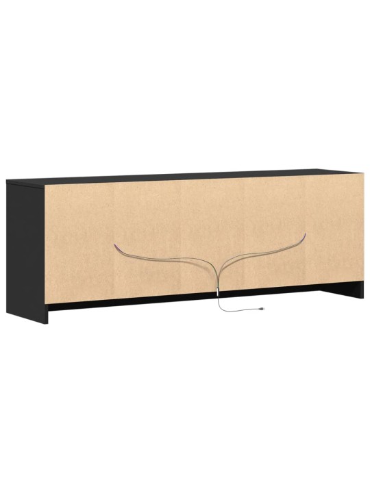 Televizoriaus spintelė su LED, juoda, 139,5x34x50cm, mediena