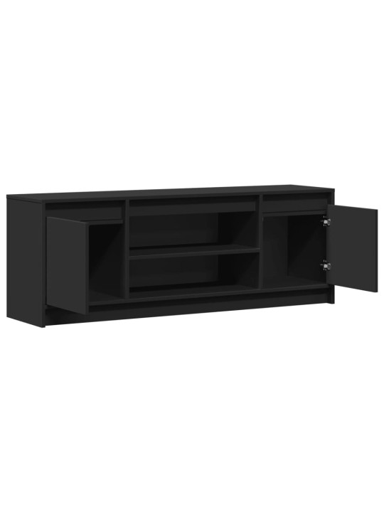 Televizoriaus spintelė su LED, juoda, 139,5x34x50cm, mediena