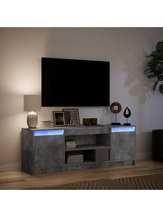 Televizoriaus spintelė su LED, betono, 139,5x34x50cm, mediena