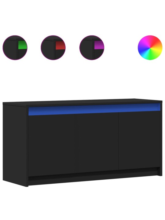 Televizoriaus spintelė su LED, juoda, 100x34x50cm, mediena