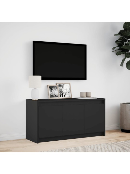 Televizoriaus spintelė su LED, juoda, 100x34x50cm, mediena
