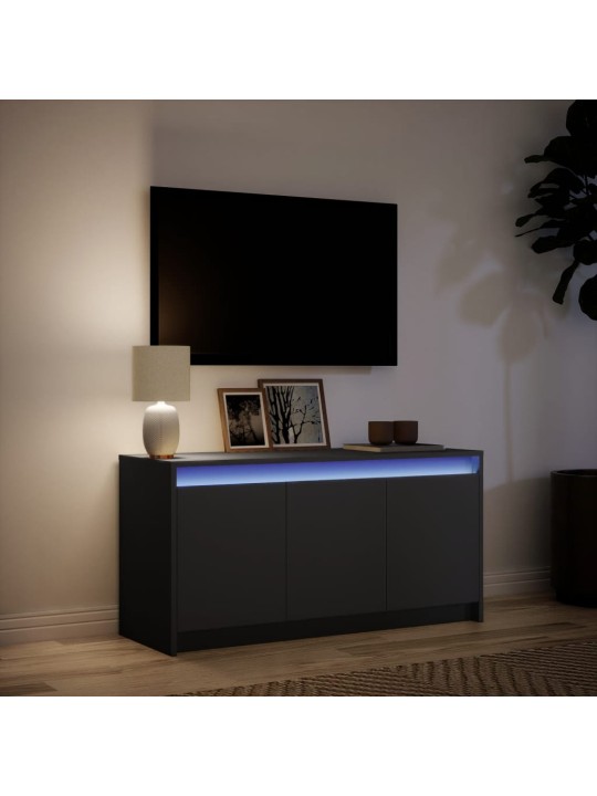 Televizoriaus spintelė su LED, juoda, 100x34x50cm, mediena