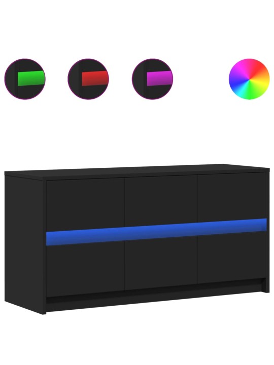 Televizoriaus spintelė su LED, juoda, 100x34x50cm, mediena