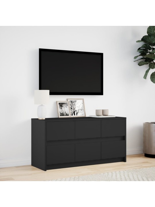 Televizoriaus spintelė su LED, juoda, 100x34x50cm, mediena