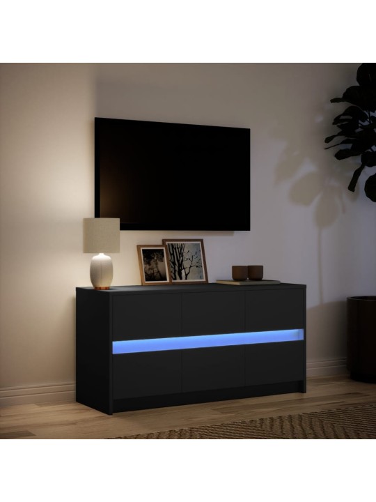 Televizoriaus spintelė su LED, juoda, 100x34x50cm, mediena