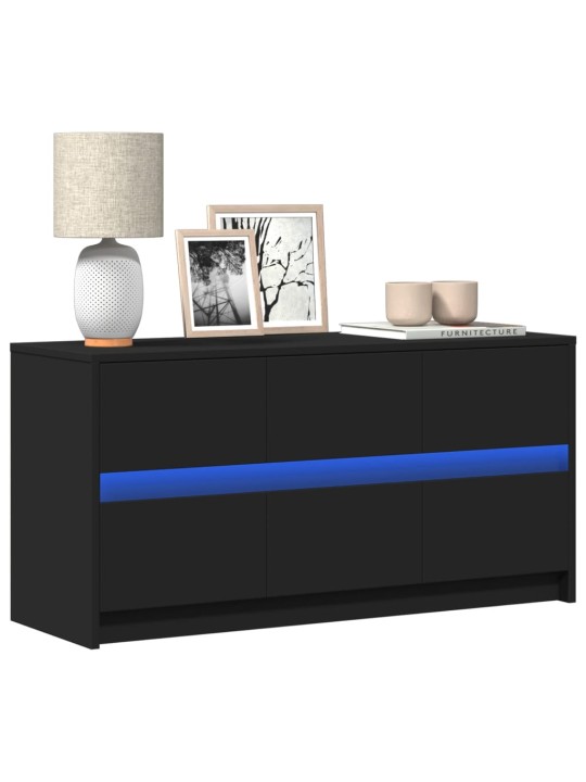 Televizoriaus spintelė su LED, juoda, 100x34x50cm, mediena