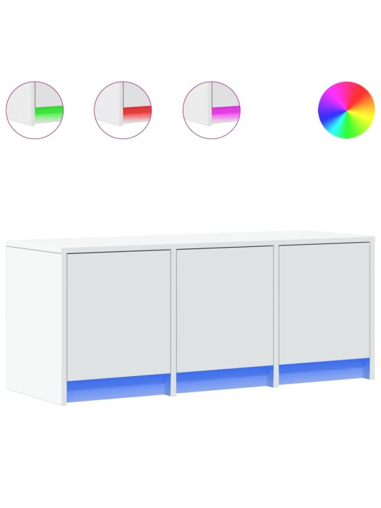 Televizoriaus spintelė su LED, balta, 97x34x40cm, mediena