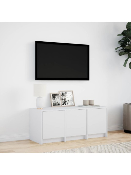 Televizoriaus spintelė su LED, balta, 97x34x40cm, mediena