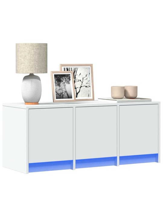 Televizoriaus spintelė su LED, balta, 97x34x40cm, mediena