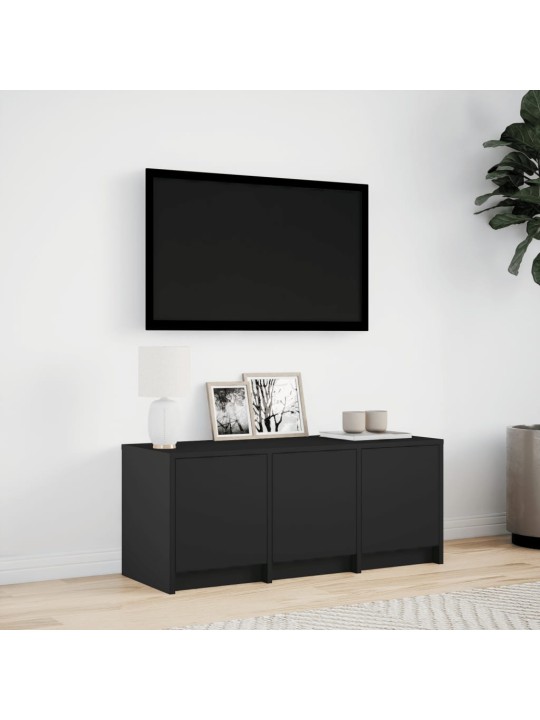 Televizoriaus spintelė su LED, juoda, 97x34x40cm, mediena
