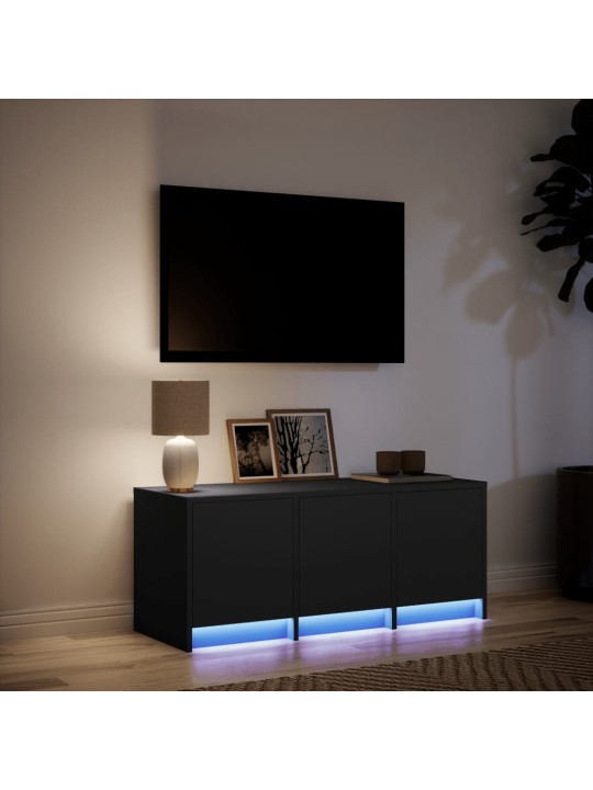 Televizoriaus spintelė su LED, juoda, 97x34x40cm, mediena