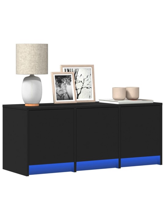 Televizoriaus spintelė su LED, juoda, 97x34x40cm, mediena