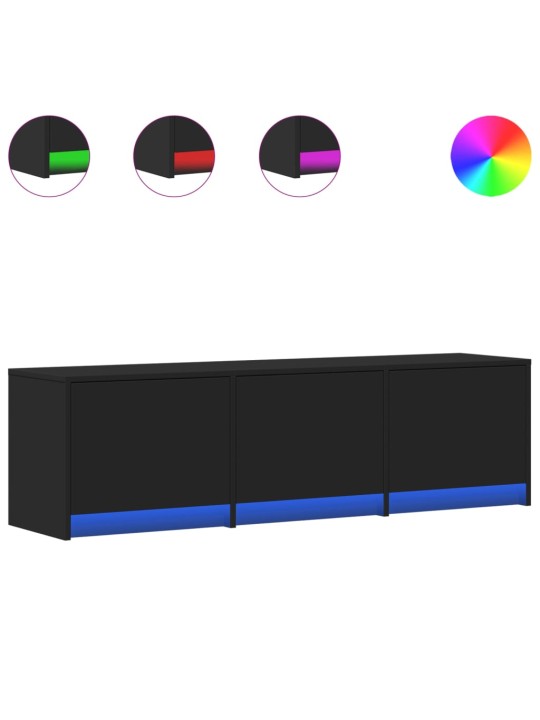 Televizoriaus spintelė su LED, juoda, 140x34x40cm, mediena