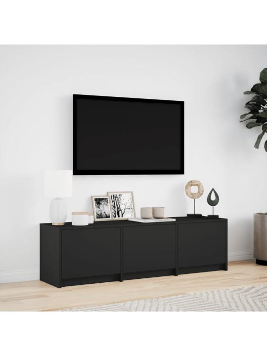 Televizoriaus spintelė su LED, juoda, 140x34x40cm, mediena