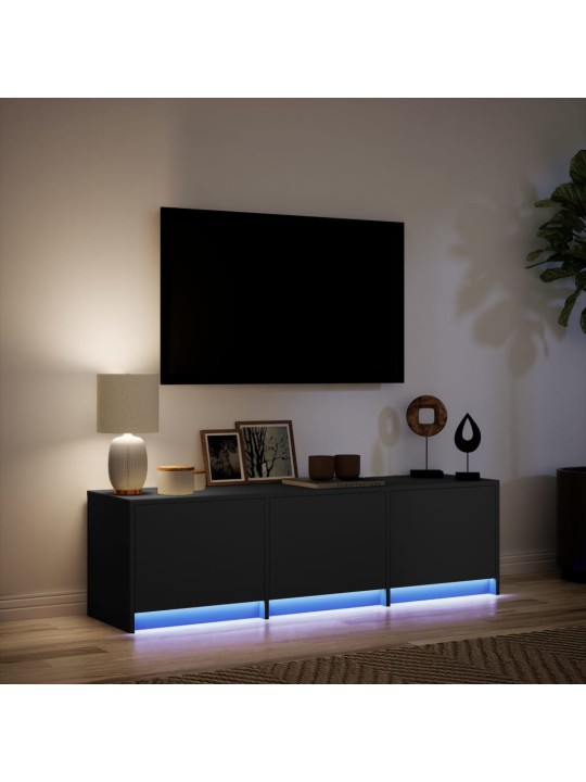 Televizoriaus spintelė su LED, juoda, 140x34x40cm, mediena