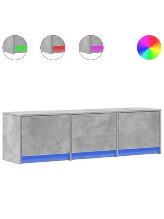 Televizoriaus spintelė su LED, betono, 140x34x40cm, mediena