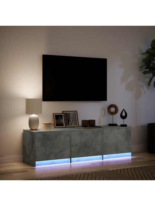Televizoriaus spintelė su LED, betono, 140x34x40cm, mediena