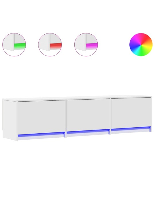 Televizoriaus spintelė su LED, balta, 165x34x40cm, mediena