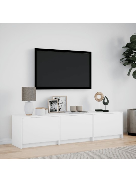 Televizoriaus spintelė su LED, balta, 165x34x40cm, mediena