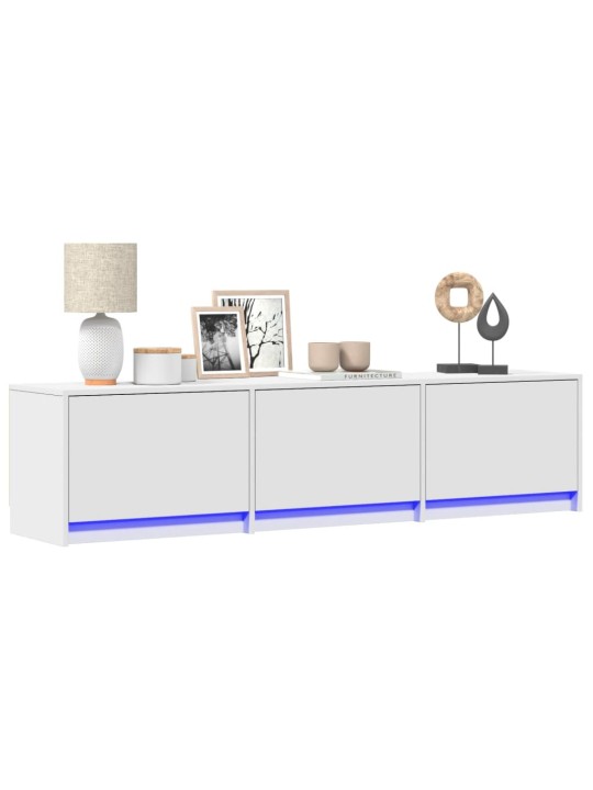Televizoriaus spintelė su LED, balta, 165x34x40cm, mediena