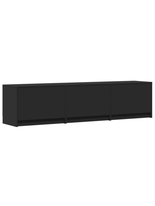 Televizoriaus spintelė su LED, juoda, 165x34x40cm, mediena
