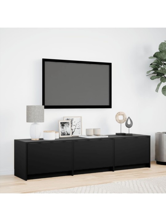 Televizoriaus spintelė su LED, juoda, 165x34x40cm, mediena