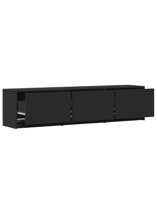 Televizoriaus spintelė su LED, juoda, 165x34x40cm, mediena
