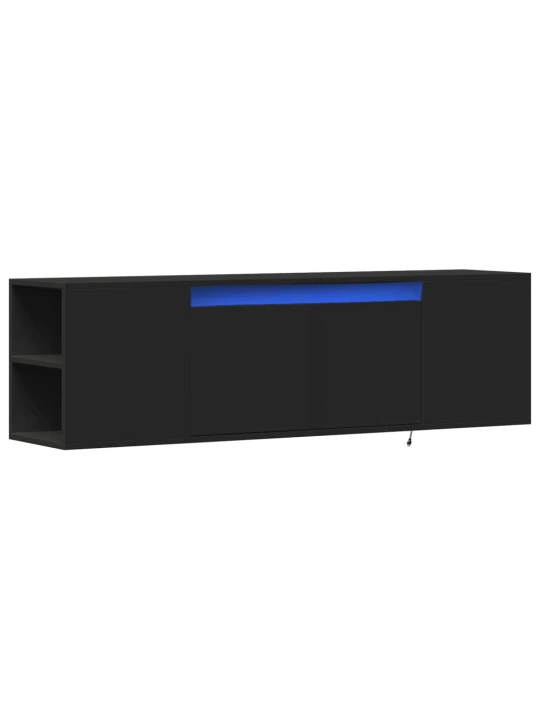 Sieninė TV spintelė su LED lemputėmis, juoda, 135x31x39,5cm
