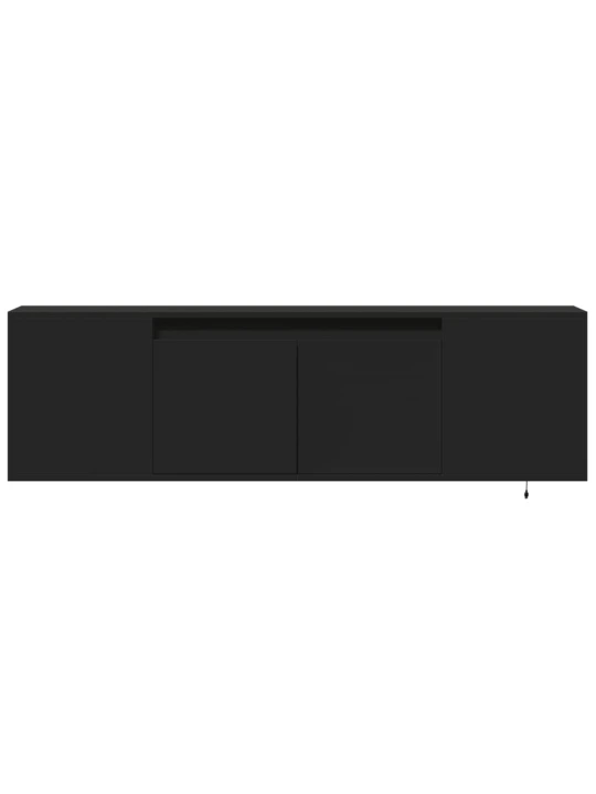 Sieninė TV spintelė su LED lemputėmis, juoda, 135x31x39,5cm