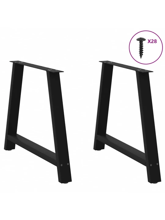 Kavos staliuko kojelės, A formos, 2 vnt., juoda, 90x(72-73)cm