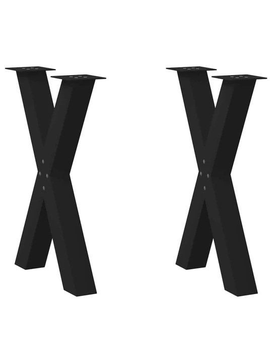 Valgomojo stalo kojelės, X formos, 2 vnt., juoda, 60x(72-73) cm