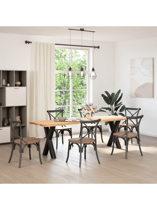Valgomojo stalo kojelės, X formos, 2 vnt., juoda, 60x(72-73) cm