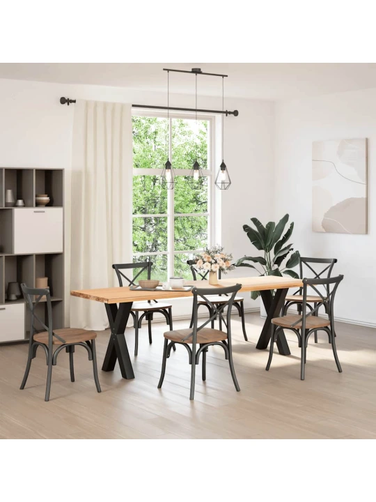 Valgomojo stalo kojelės, X formos, 2 vnt., juoda, 60x(72-73) cm