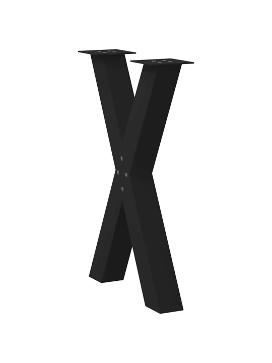 Valgomojo stalo kojelės, X formos, 2 vnt., juoda, 60x(72-73) cm