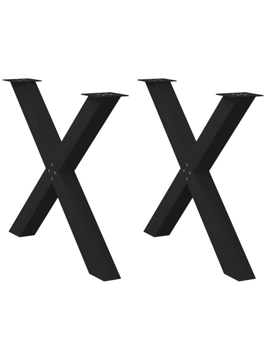 Valgomojo stalo kojelės, X formos, 2 vnt., juoda, 90x(72-73) cm