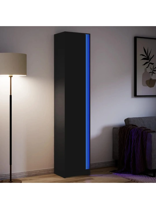 Komoda su LED, juodos, 41,5x32,5x200cm, apdirbta mediena