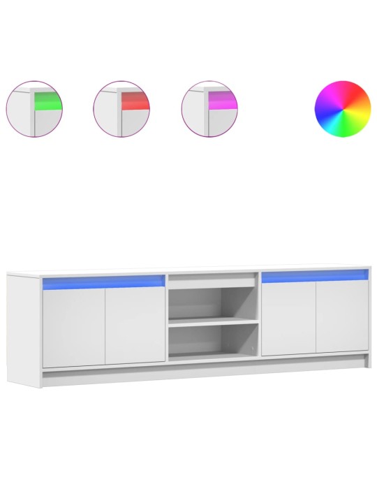 Televizoriaus spintelė su LED, balta, 180x34x50cm, mediena