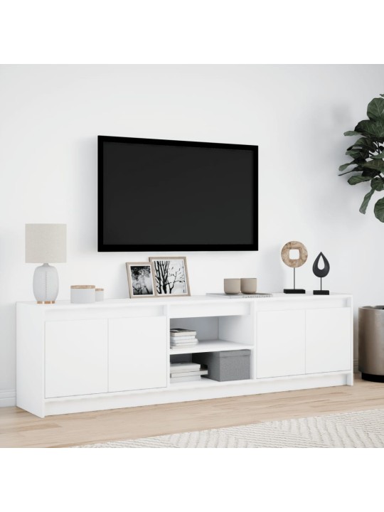 Televizoriaus spintelė su LED, balta, 180x34x50cm, mediena