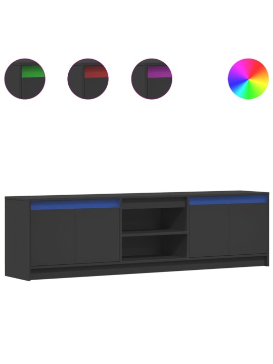 Televizoriaus spintelė su LED, juoda, 180x34x50cm, mediena
