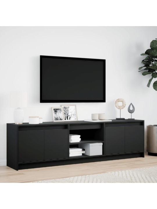 Televizoriaus spintelė su LED, juoda, 180x34x50cm, mediena