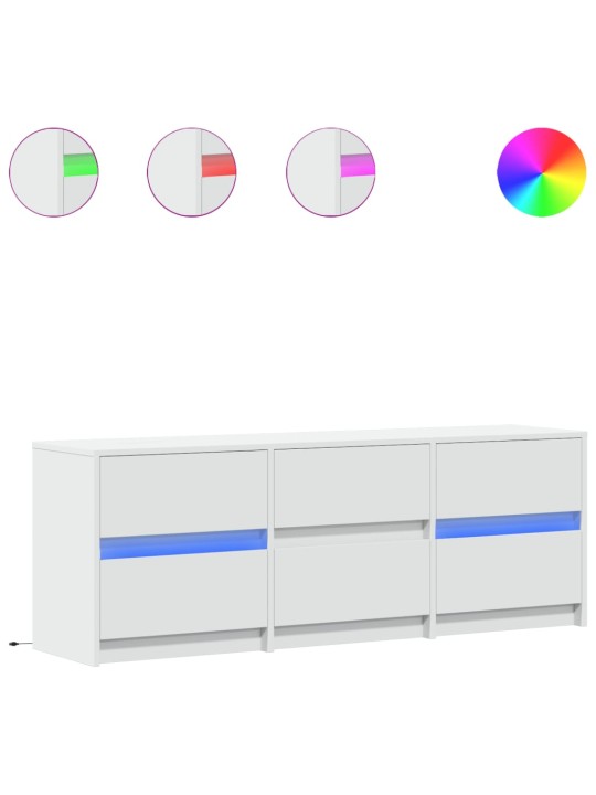 Televizoriaus spintelė su LED, balta, 140x34x50cm, mediena