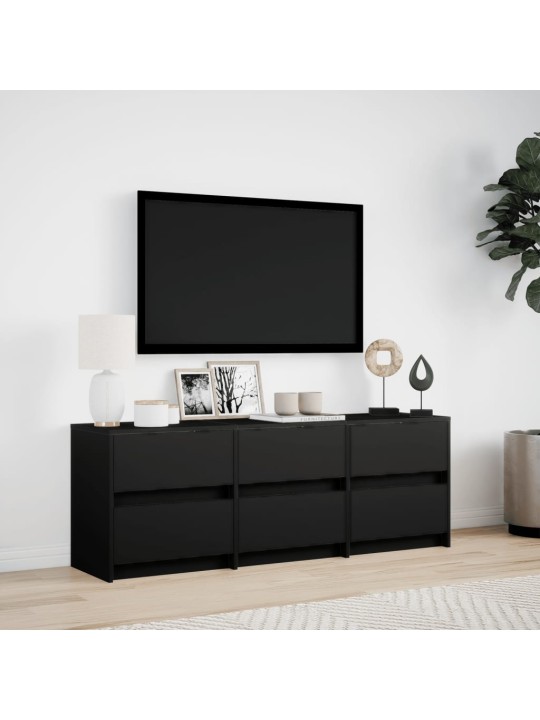 Televizoriaus spintelė su LED, juoda, 140x34x50cm, mediena