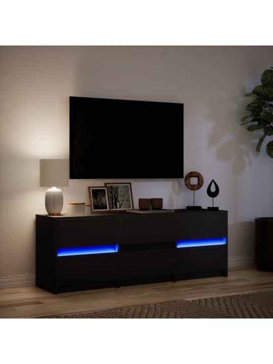 Televizoriaus spintelė su LED, juoda, 140x34x50cm, mediena