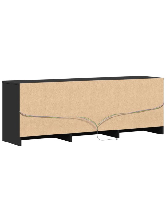 Televizoriaus spintelė su LED, juoda, 140x34x50cm, mediena